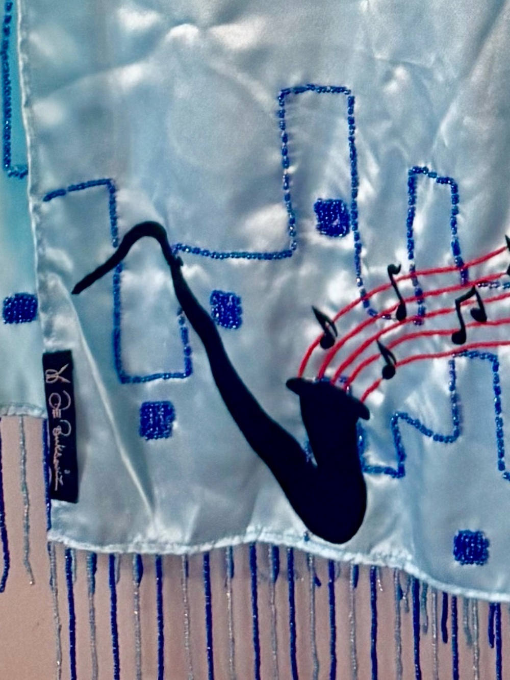 Authentic Dee Buksowicz Handcrafted Wearable Art Silk Scarf